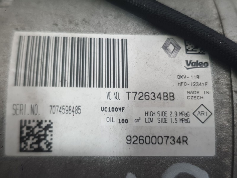 Recambio de compresor aire acondicionado para renault clio iv (bh_) 0.9 tce 90 referencia OEM IAM 926007953R 926004183R 
