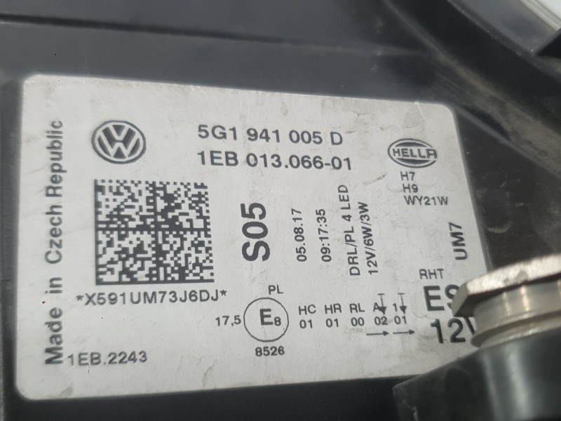 Recambio de faro izquierdo para volkswagen golf vii (5g1, bq1, be1, be2) 1.0 tsi referencia OEM IAM 5G1941005D  