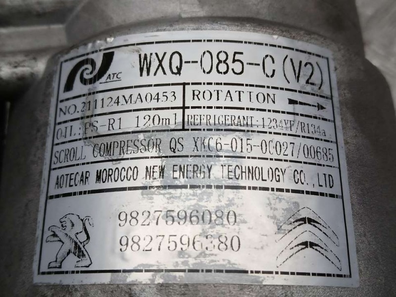 Recambio de compresor aire acondicionado para peugeot 208 (p2) allure referencia OEM IAM 9827596080 WXQ085C ATC