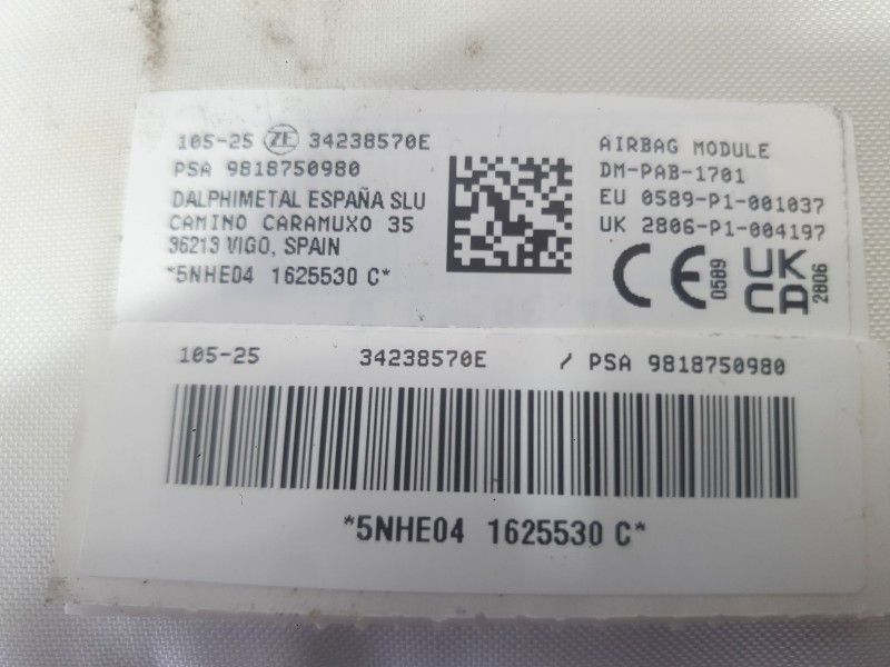 Recambio de kit airbag para toyota proace city furgoneta/monovolumen (bpz_) 1.5 d-4d 100 (bpzmd) referencia OEM IAM SU001B5558  