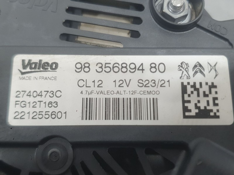 Recambio de alternador para opel corsa f (p2jo) 1.2 (68) referencia OEM IAM 9835689480 2740473C VALEO