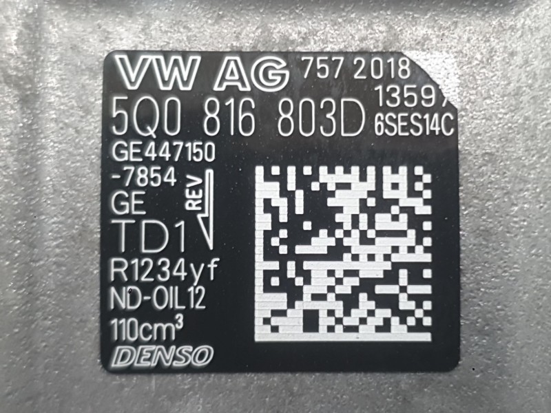 Recambio de compresor aire acondicionado para volkswagen polo vi (aw1, bz1, ae1, bz3) 1.0 tsi referencia OEM IAM 5Q0816803D  