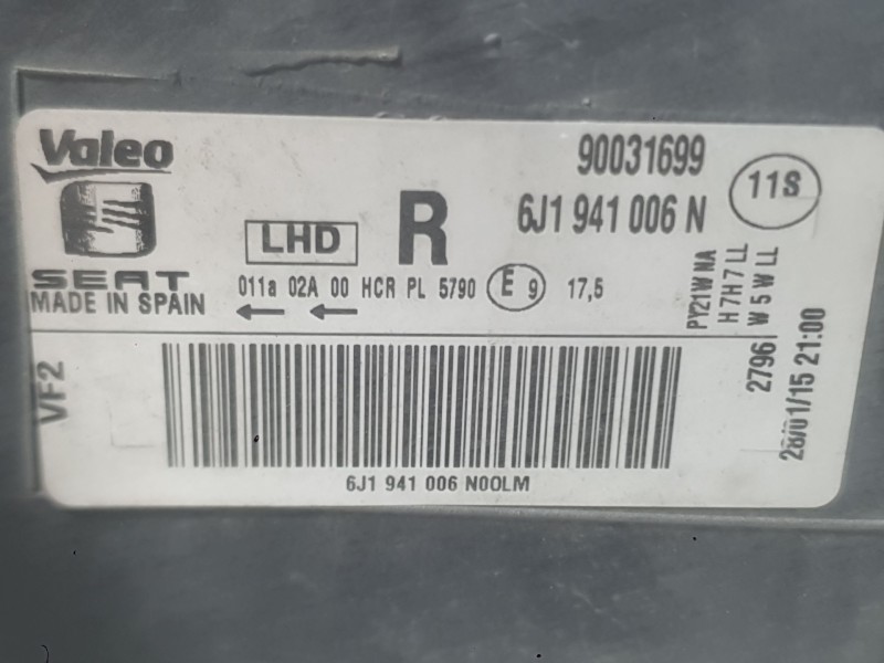 Recambio de faro derecho para seat ibiza iv (6j5, 6p1) 1.2 tsi referencia OEM IAM 6J1941006D  