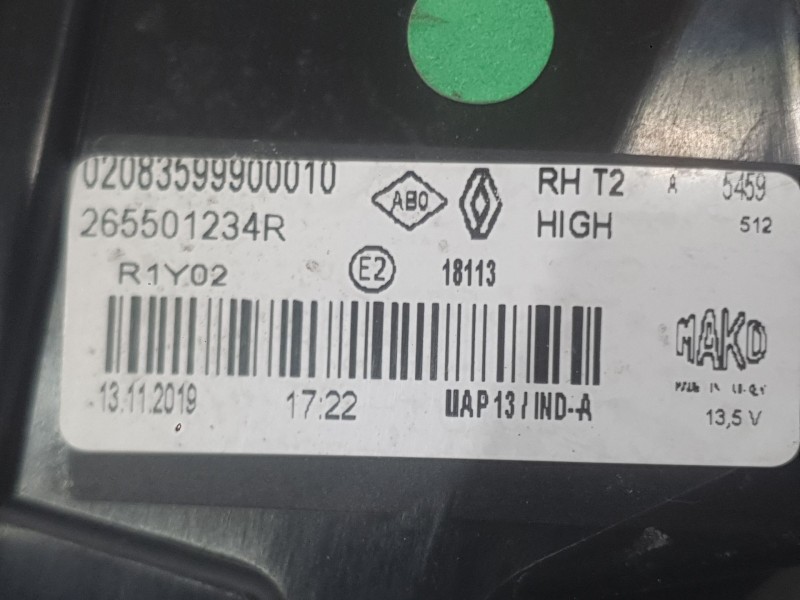 Recambio de piloto trasero derecho interior para renault captur ii (hf_) tce 100 (hfmt) referencia OEM IAM 265501234R LED 