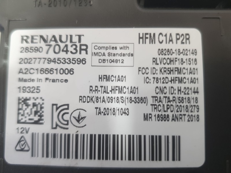 Recambio de modulo electronico para renault captur ii (hf_) tce 100 (hfmt) referencia OEM IAM 285907043R  
