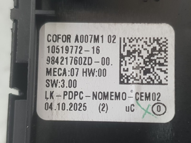 Recambio de mando elevalunas delantero izquierdo para jeep avenger (j2) electric referencia OEM IAM 96788281ZD  
