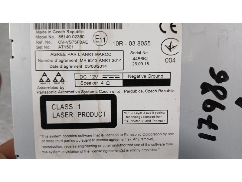 Recambio de sistema navegacion gps para toyota auris (_e18_) 1.8 hybrid (zwe186_) referencia OEM IAM 8612002J61  
