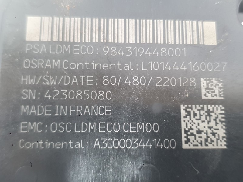 Recambio de centralita faro para peugeot 308 iii (fb_, fh_, fp_, f3_, fm_) bluehdi 130 (fbyhzl, fbyhzt) referencia OEM IAM  DEL.