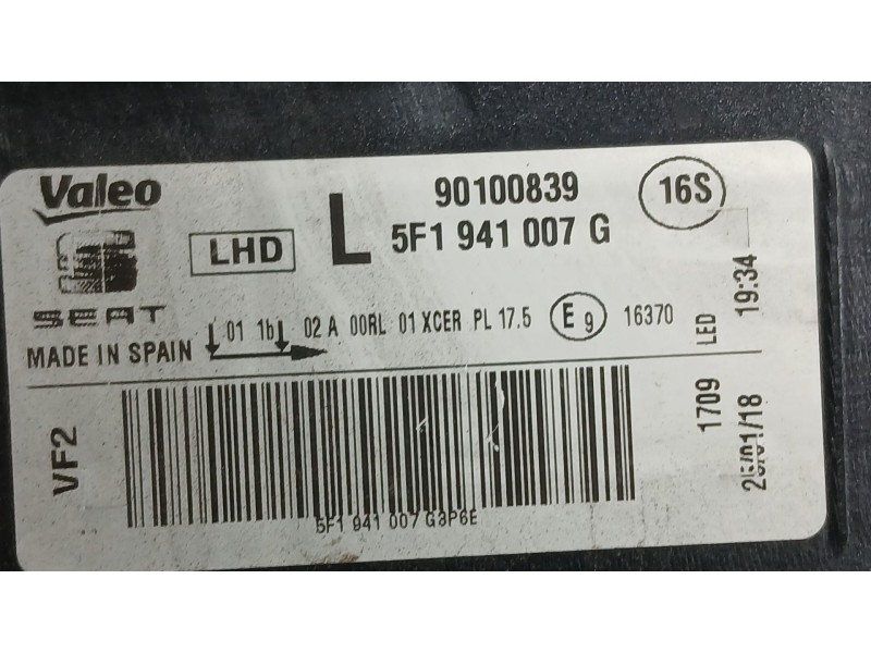 Recambio de faro izquierdo para seat leon st (5f8) 1.4 tgi referencia OEM IAM 5F1941005B  