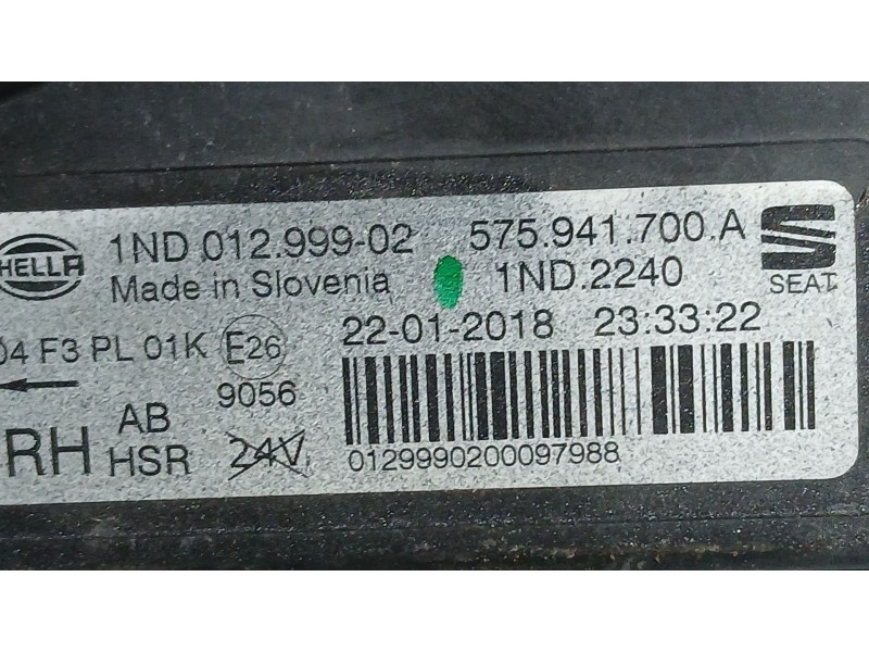 Recambio de faro antiniebla derecho para seat leon st (5f8) 1.4 tgi referencia OEM IAM 5F0941702E  