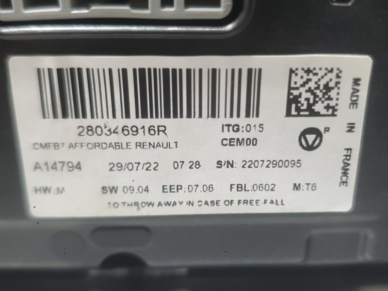 Recambio de sistema navegacion gps para renault clio v (b7_) tce 90 (b7mt) referencia OEM IAM 280346916R  