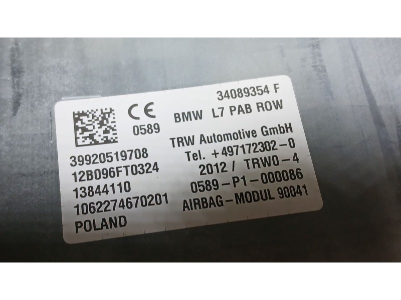 Recambio de kit airbag para bmw 1 (f20) 116 d referencia OEM IAM 32306791330 C/PRETENSORES Y SALPICADERO 32306791330 CONDUCTOR 7