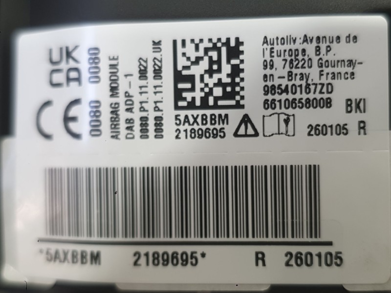 Recambio de kit airbag para peugeot 2008 ii (us_, us-, uy_, uj_, ur_, uc_) 2008 1.2 hybrid referencia OEM IAM 98255207ZD  982552