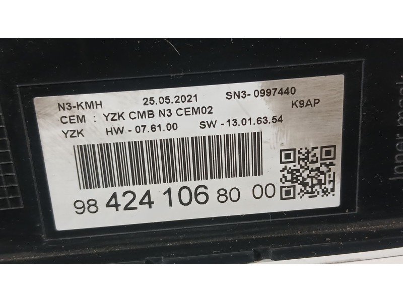 Recambio de cuadro instrumentos para peugeot rifter 1.5 bluehdi 100 referencia OEM IAM 9817599980  