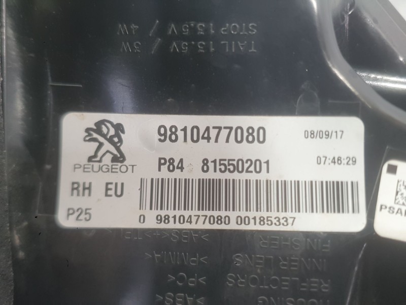 Recambio de piloto trasero derecho exterior para peugeot 3008 ii suv (mc_, mr_, mj_, m4_) 1.2 thp/ puretech 130 (mrhnsm, mrhnsu,