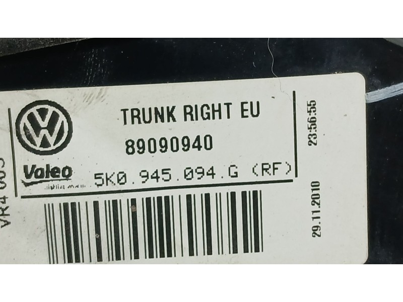 Recambio de piloto trasero derecho interior para volkswagen golf vi (5k1) 1.4 tsi referencia OEM IAM 5K0945094AA 5K0945094AB 