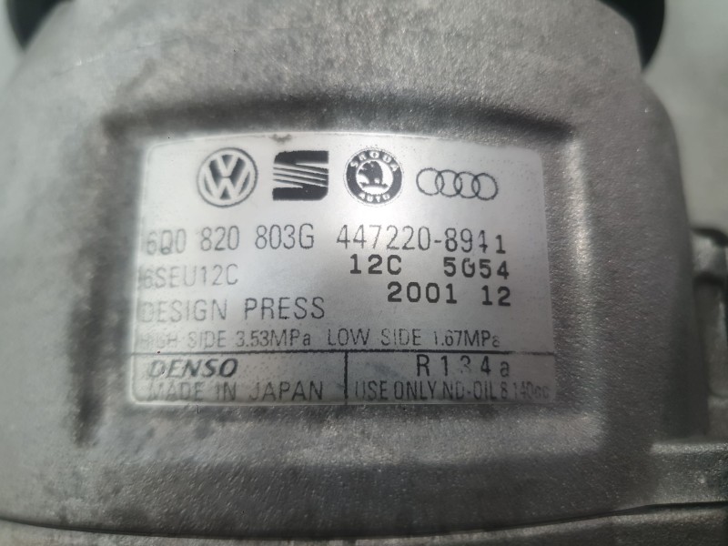 Recambio de compresor aire acondicionado para volkswagen polo iv (9n_, 9a_) 1.2 12v referencia OEM IAM 6R0820803F  
