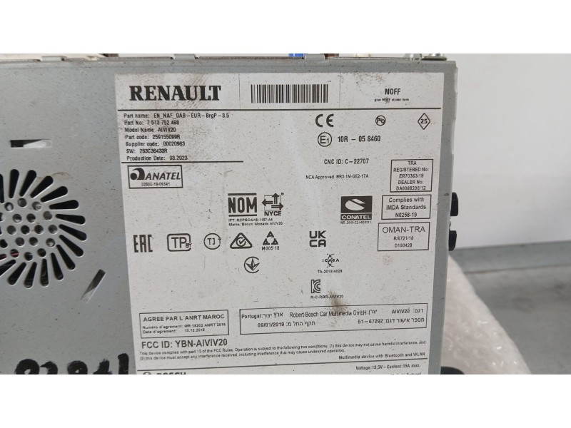 Recambio de sistema navegacion gps para renault express furgón/monospace 1.5 blue dci 75 (f6aa) referencia OEM IAM 259150482R  