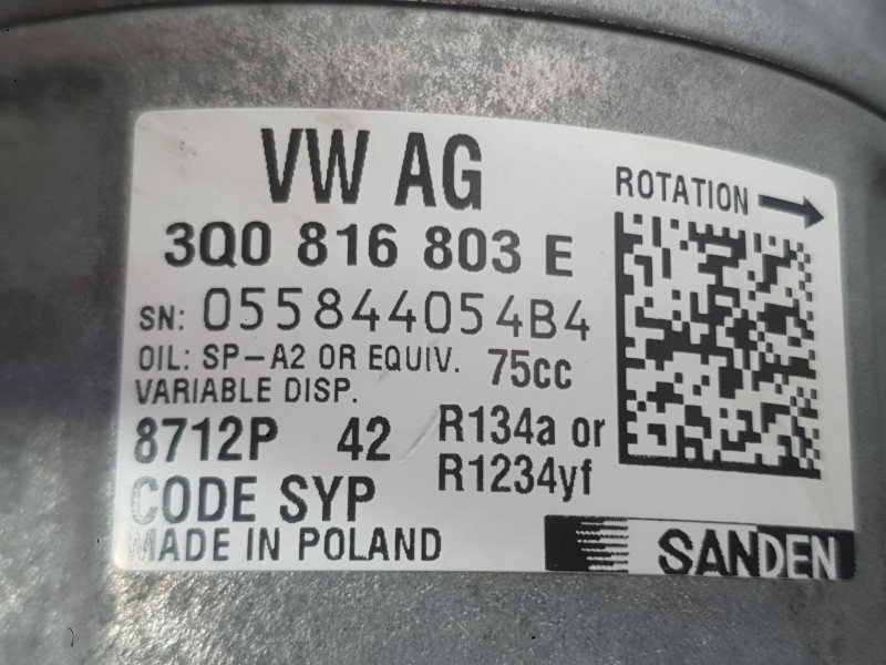 Recambio de compresor aire acondicionado para volkswagen taigo (cs1) 1.5 tsi referencia OEM IAM 5Q0816803H  