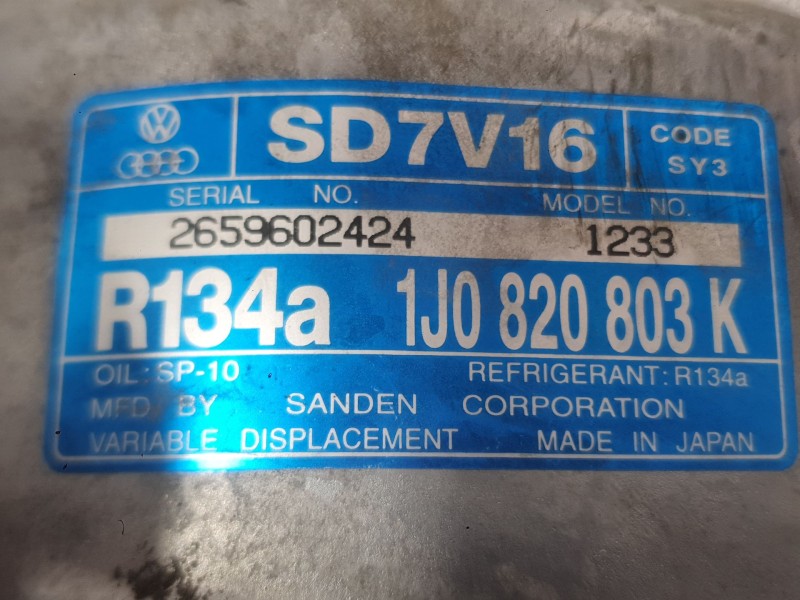 Recambio de compresor aire acondicionado para seat leon (1m1) 1.9 tdi referencia OEM IAM 1J0820803N  