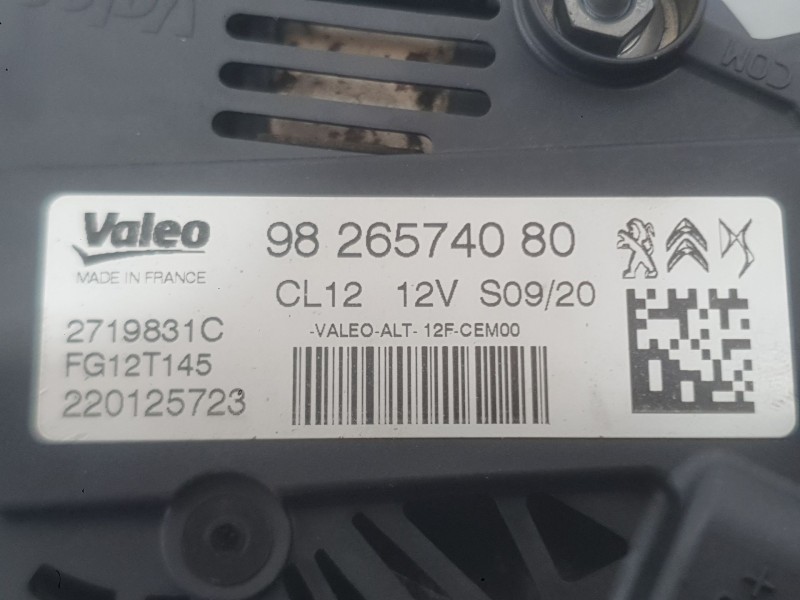 Recambio de alternador para peugeot 208 ii (ub_, up_, uw_, uj_) 1.2 puretech 100 referencia OEM IAM 9826574080  