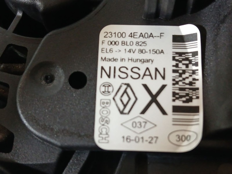 Recambio de alternador para renault megane iv hatchback (b9a/m/n_) 1.5 dci 90 (b9a1) referencia OEM IAM 231000026R  