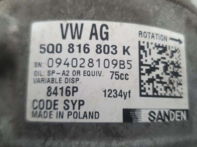 Recambio de compresor aire acondicionado para seat leon (5f1) 2.0 tdi referencia OEM IAM 5Q0816803D  