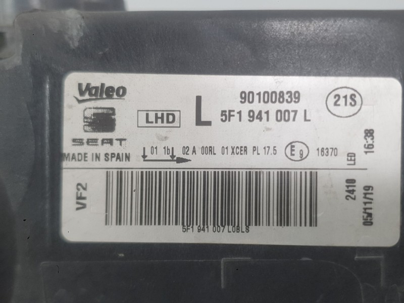 Recambio de faro izquierdo para seat leon (5f1) 2.0 tdi referencia OEM IAM 5F1941005B  