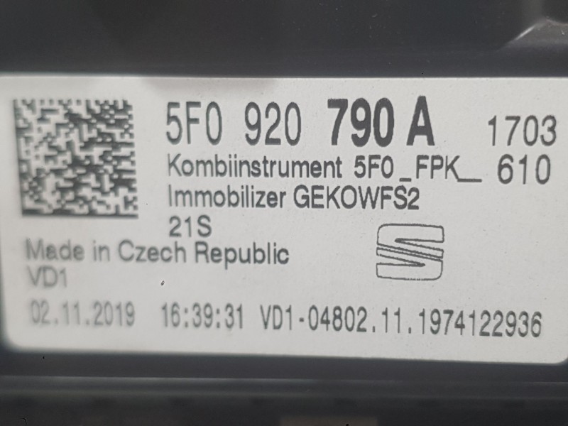 Recambio de cuadro instrumentos para seat leon (5f1) 2.0 tdi referencia OEM IAM 5F0920741F  