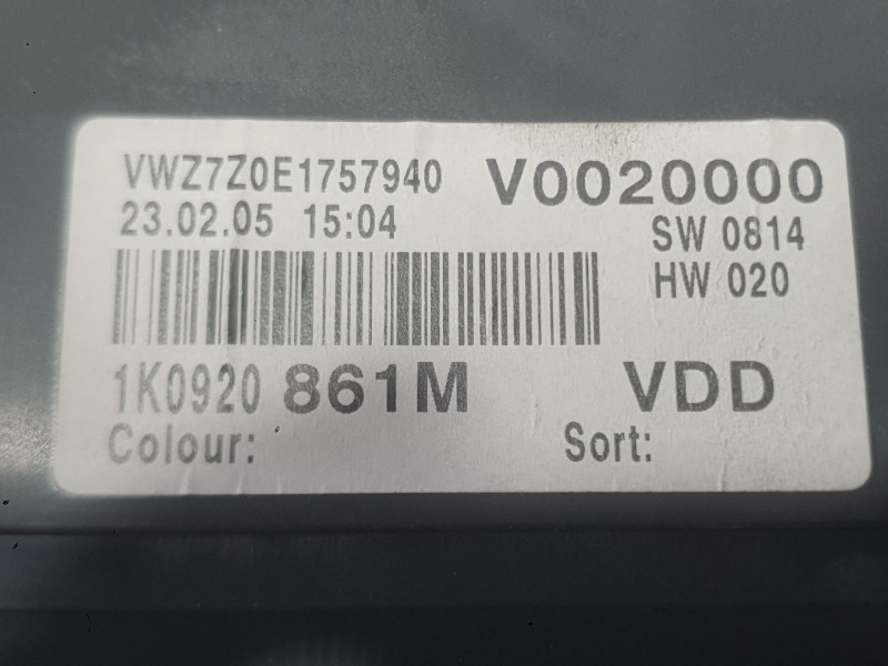 Recambio de cuadro instrumentos para volkswagen golf v (1k1) 2.0 tdi 16v referencia OEM IAM 1K0920861MVFKZ  