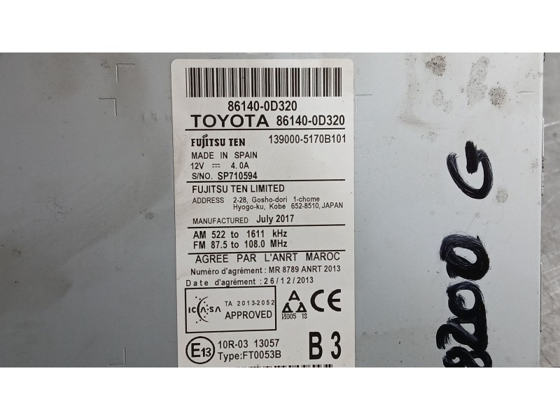 Recambio de sistema navegacion gps para toyota yaris (_p13_) 1.5 hybrid (nhp130_) referencia OEM IAM   