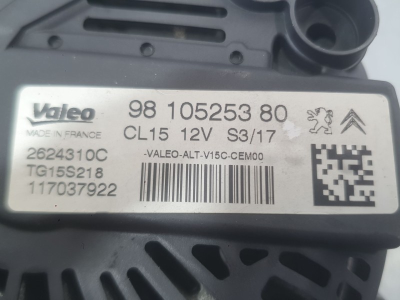 Recambio de alternador para peugeot 3008 ii suv (mc_, mr_, mj_, m4_) 1.6 bluehdi 100 referencia OEM IAM 1612458880 9810525380 