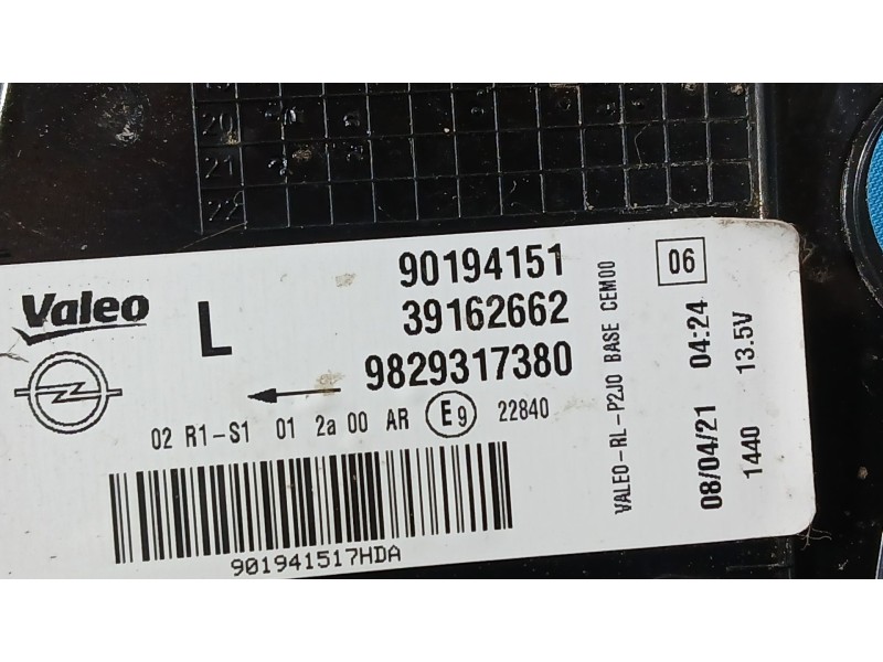 Recambio de piloto trasero izquierdo exterior para opel corsa f (p2jo) 1.2 (68) referencia OEM IAM 9829317380  