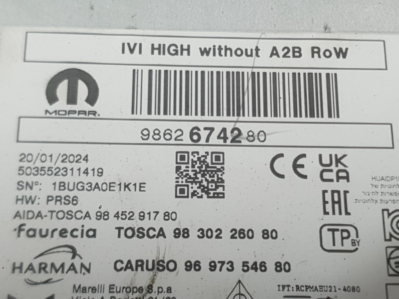 Recambio de sistema audio / radio para peugeot 2008 ii (ud_, us_, uy_, uj_, ur_, uc_) 1.2 puretech 130 referencia OEM IAM   