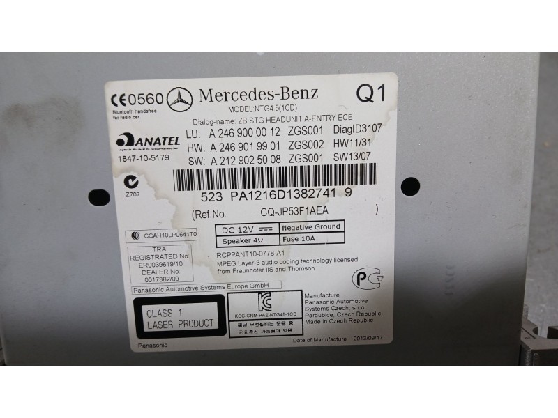 Recambio de sistema navegacion gps para mercedes-benz clase b sports tourer (w246, w242) b 180 cdi (246.200) referencia OEM IAM 