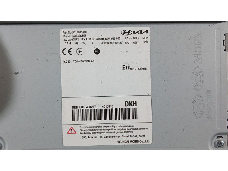 Recambio de sistema navegacion gps para kia niro (de) 1.6 gdi hybrid referencia OEM IAM 96160G5KH0  