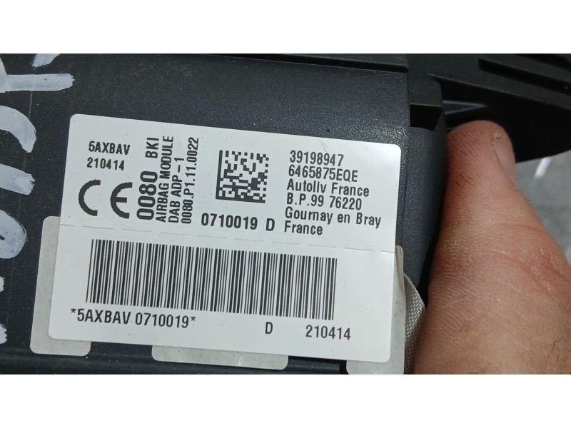 Recambio de airbag delantero izquierdo para opel corsa f (p2jo) 1.2 (68) referencia OEM IAM 39198947 AUTOLIV 6465875EQE