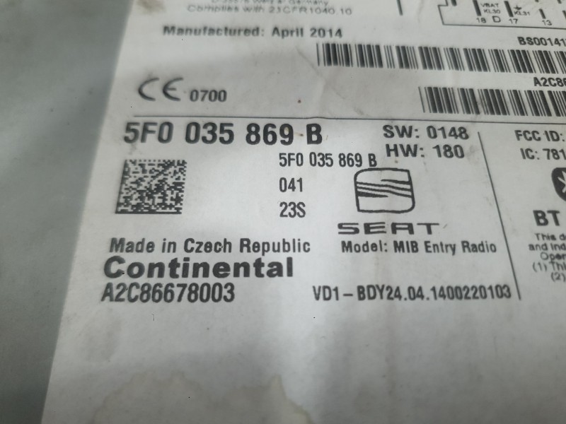 Recambio de sistema audio / radio cd para seat leon (5f1) 1.6 tdi referencia OEM IAM   
