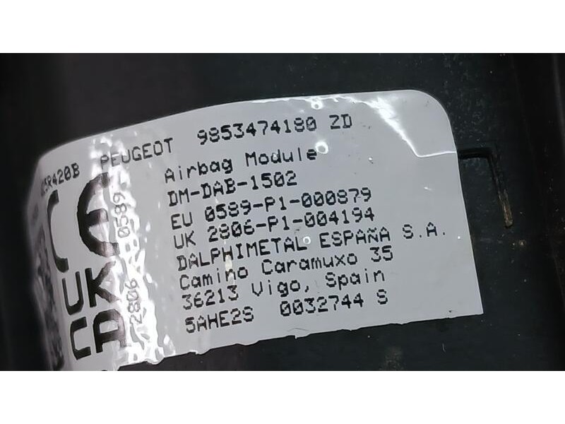 Recambio de airbag delantero izquierdo para peugeot partner furgoneta/monovolumen (k9) 1.5 bluehdi 130 referencia OEM IAM 985347