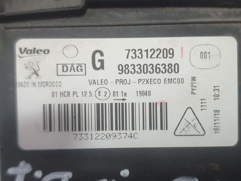 Recambio de faro izquierdo para peugeot 2008 ii (ud_, us_, uy_, uj_, ur_, uc_) 1.2 puretech 130 referencia OEM IAM 9833036380  