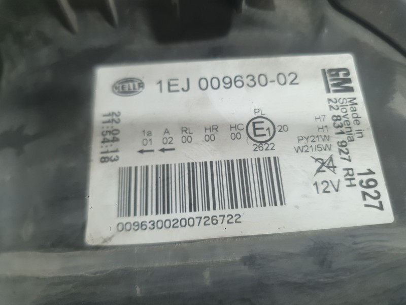 Recambio de faro derecho para opel insignia a (g09) 2.0 cdti (68) referencia OEM IAM 22831927  