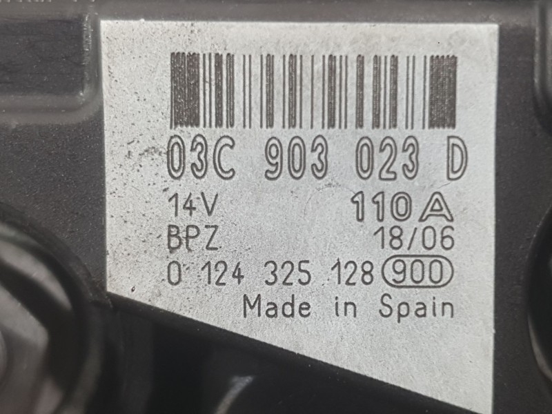 Recambio de alternador para audi a3 sportback (8pa) 1.6 fsi referencia OEM IAM 03C903023DX 03C903023B 