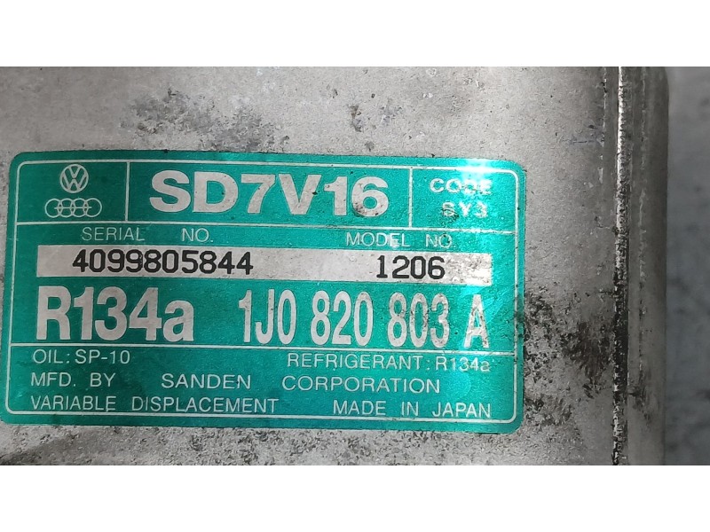 Recambio de compresor aire acondicionado para audi a3 (8l1) 1.8 t referencia OEM IAM 1J0820805  