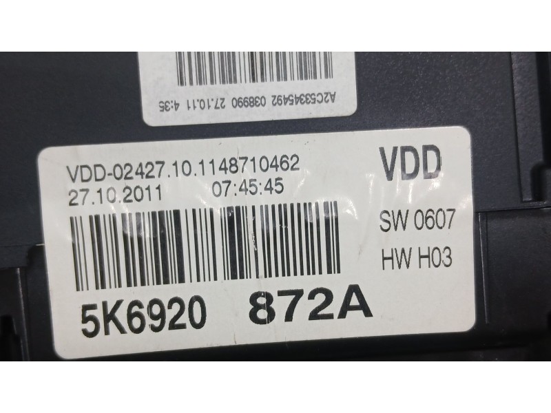 Recambio de cuadro instrumentos para volkswagen golf vi (5k1) 2.0 tdi referencia OEM IAM 5K6920871A  