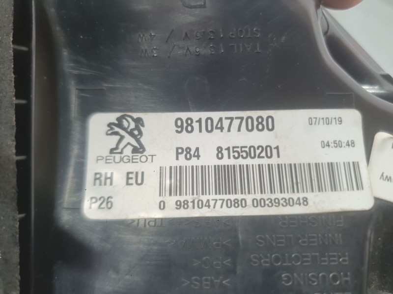 Recambio de piloto trasero derecho exterior para peugeot 3008 ii suv (mc_, mr_, mj_, m4_) 1.2 thp/ puretech 130 (mrhnsm, mrhnsu,
