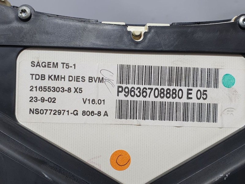 Recambio de cuadro instrumentos para peugeot 307 (s1) xs referencia OEM IAM 9636708880 NS0772971G SAGEM