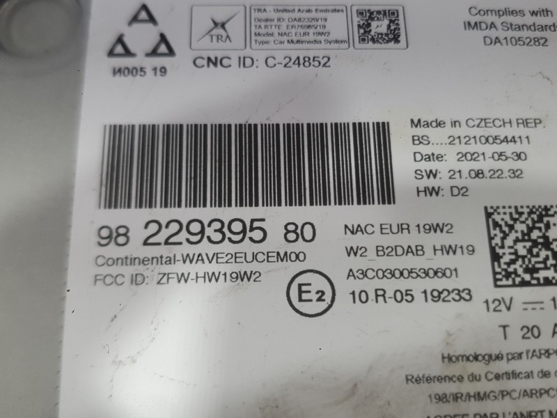 Recambio de sistema audio / radio para citroën c3 iii (sx) 1.5 bluehdi 100 (sxyhyp, sxyhtu) referencia OEM IAM   