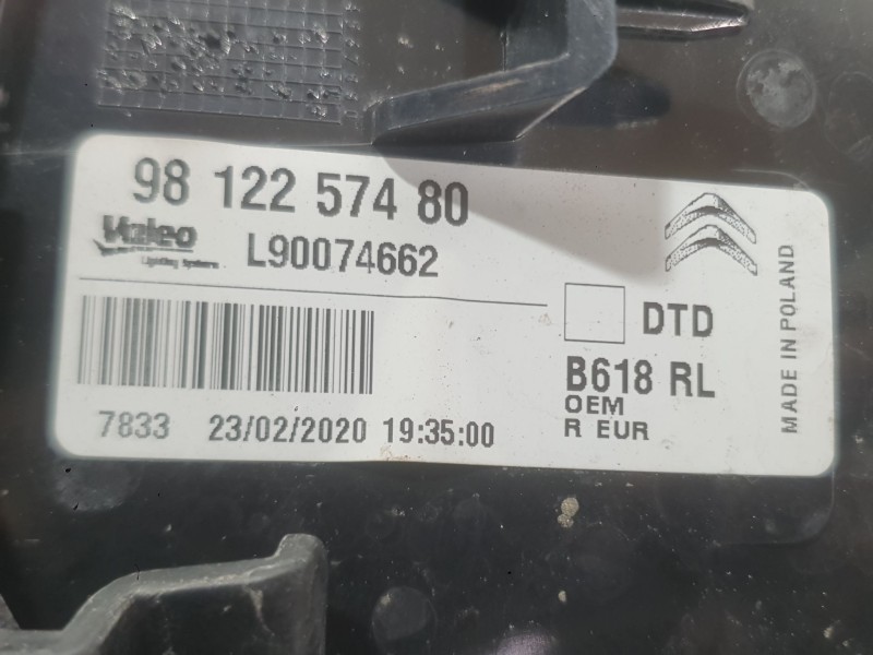 Recambio de piloto trasero derecho para citroën c3 iii (sx) 1.5 bluehdi 100 (sxyhyp, sxyhtu) referencia OEM IAM 9812257480  