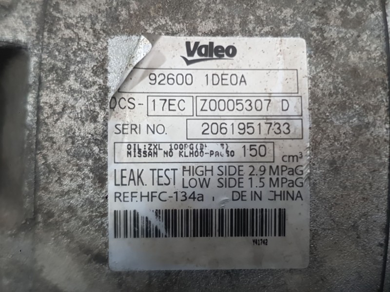 Recambio de compresor aire acondicionado para nissan x-trail ii (t31) 2.0 dci 4x4 referencia OEM IAM 92600JD71B  
