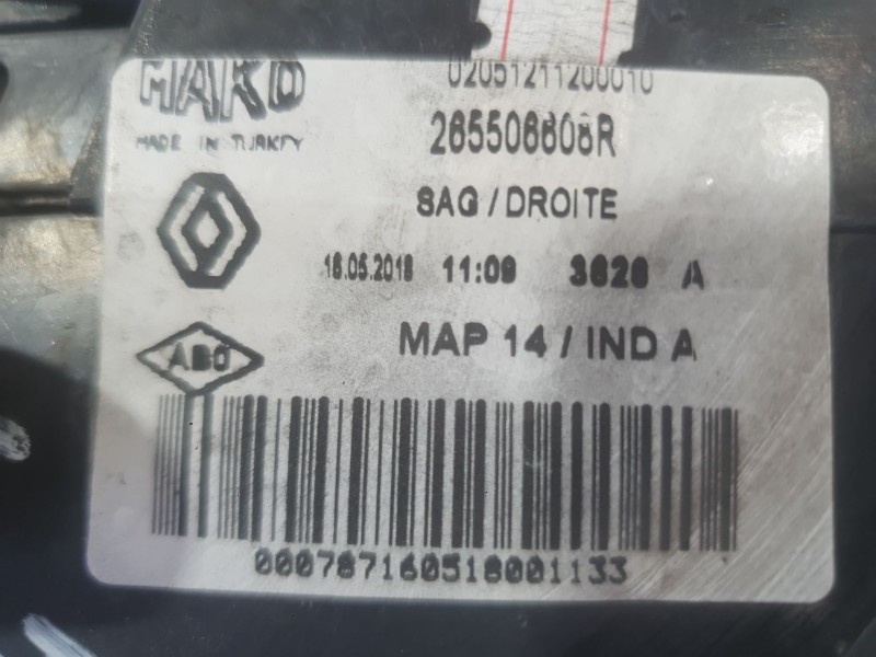 Recambio de piloto trasero derecho exterior para renault clio iv (bh_) 1.5 dci 90 referencia OEM IAM 265502631R  